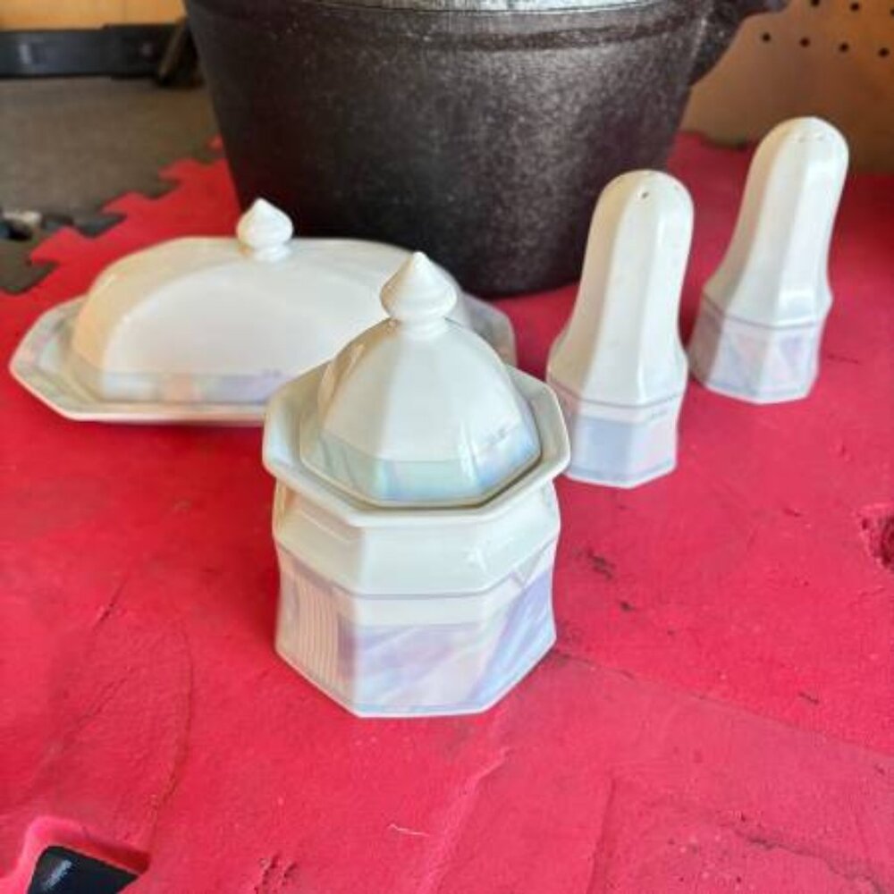 Savoir Vivre Celina Set; Covered Butter Dish, Salt/Pepper/Sugar Bowl